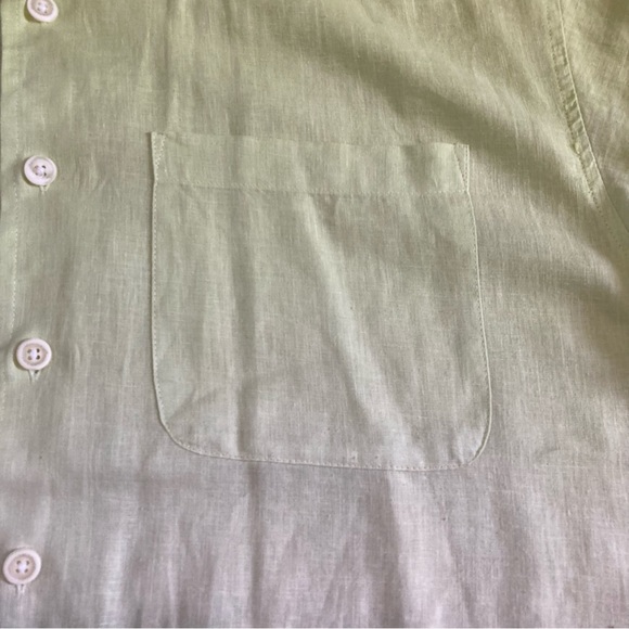 Vintage OTB One Touch Brand Men's Size M Green Ombre Linen Cotton Blend Shirt - Picture 3 of 9